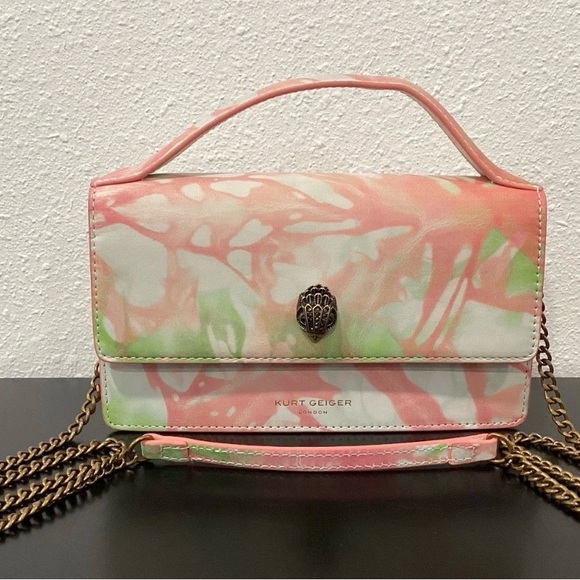Kurt Geiger Handbags - Kurt Geiger London Bond Top Handle Pink and Green Women's Bag NWT